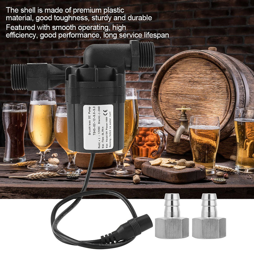 DC 12V 18W Brewing Homebrew Pump Circulation Brushless Beer Pumps(with connector)
