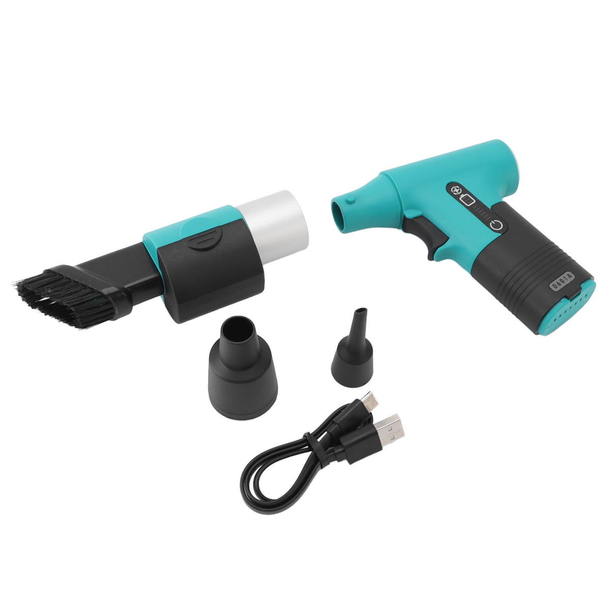 Electric Air Duster Blowing Suctioning Dual Purpose 120000 RPM 3000mAh 3 Gear Adjustable with 2 Nozzles Cordless Air Duster for Computer Car Green