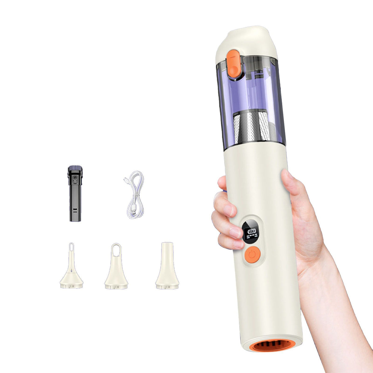 4 in 1 Cordless Handheld Car Vacuum Cleaner Rechargeable 14000PA Strong Suction 60000RPM Brushless Motor for Home Pet Car Office Vacuuming Blowing White