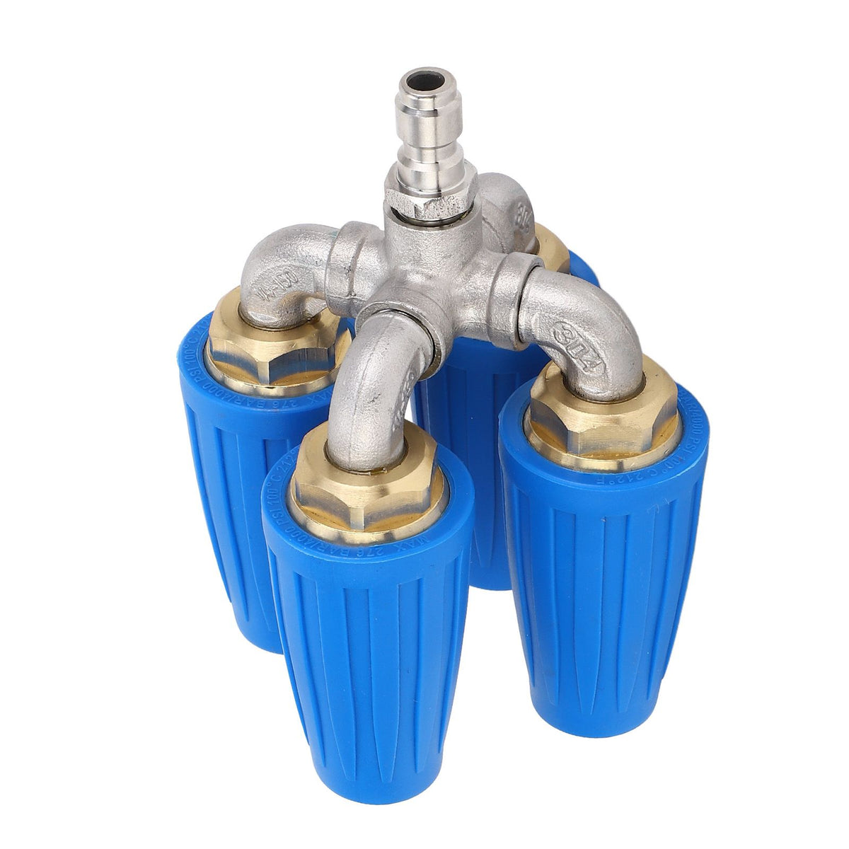4 in 1 Pressure Washer Nozzle Blue 360° Rotating 4000psi 1/4 Inch Quick Connector Pressure Washer Turbo Nozzle for Vehicle Floor