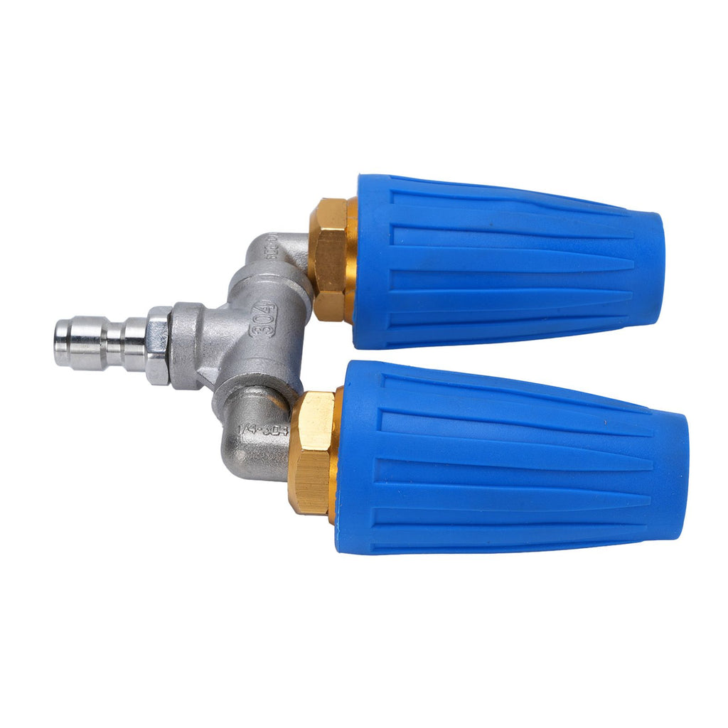 Pressure Washer Double Turbine Nozzle 1/4 Inch Stainless Steel 4000psi Double Rotating Turbo Nozzle for Garden Cars Cleaning Blue