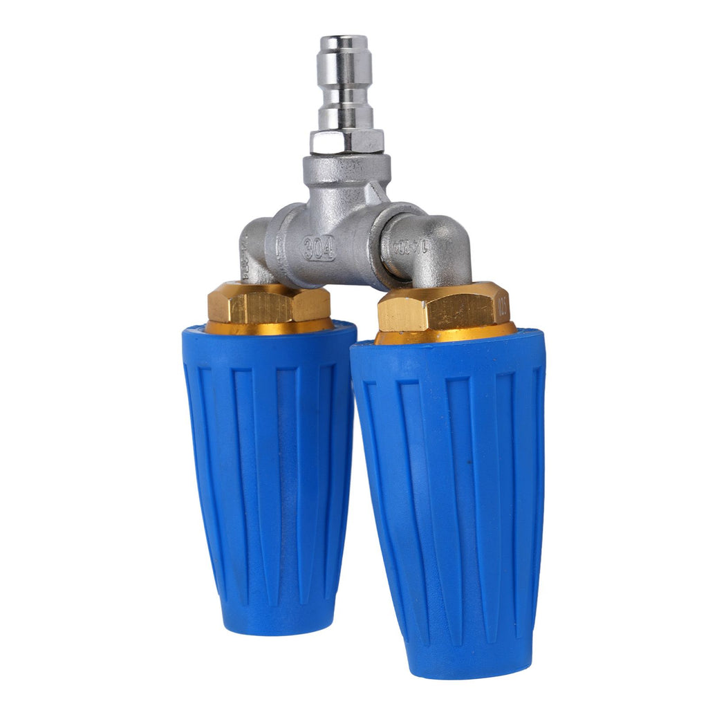 Pressure Washer Double Turbine Nozzle 1/4 Inch Stainless Steel 4000psi Double Rotating Turbo Nozzle for Garden Cars Cleaning Blue
