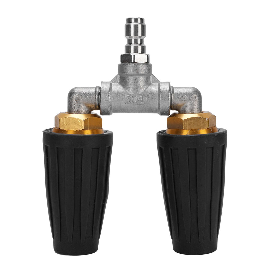 Pressure Washer Double Turbine Nozzle 1/4 Inch Stainless Steel 4000psi Double Rotating Turbo Nozzle for Garden Cars Cleaning Black