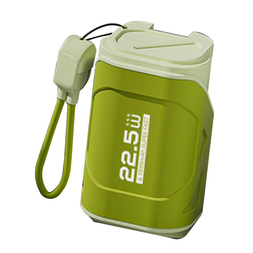 10000mAh Power Bank with AC Wall Plug and Cable 22.5W Fast Charge Compact Travel Portable Charger for Android for IOS Olive Green