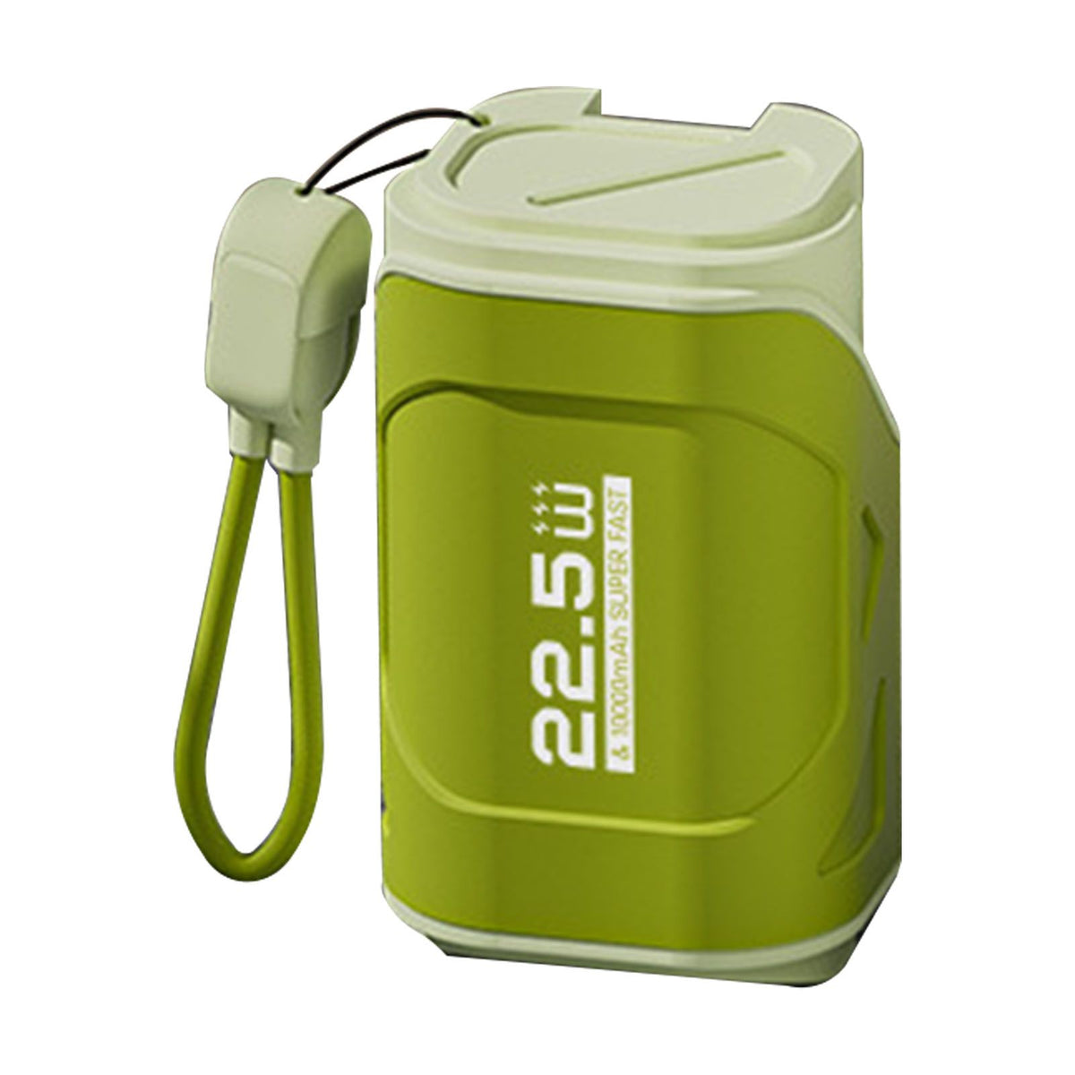10000mAh Power Bank with AC Wall Plug and Cable 22.5W Fast Charge Compact Travel Portable Charger for Android for IOS Olive Green