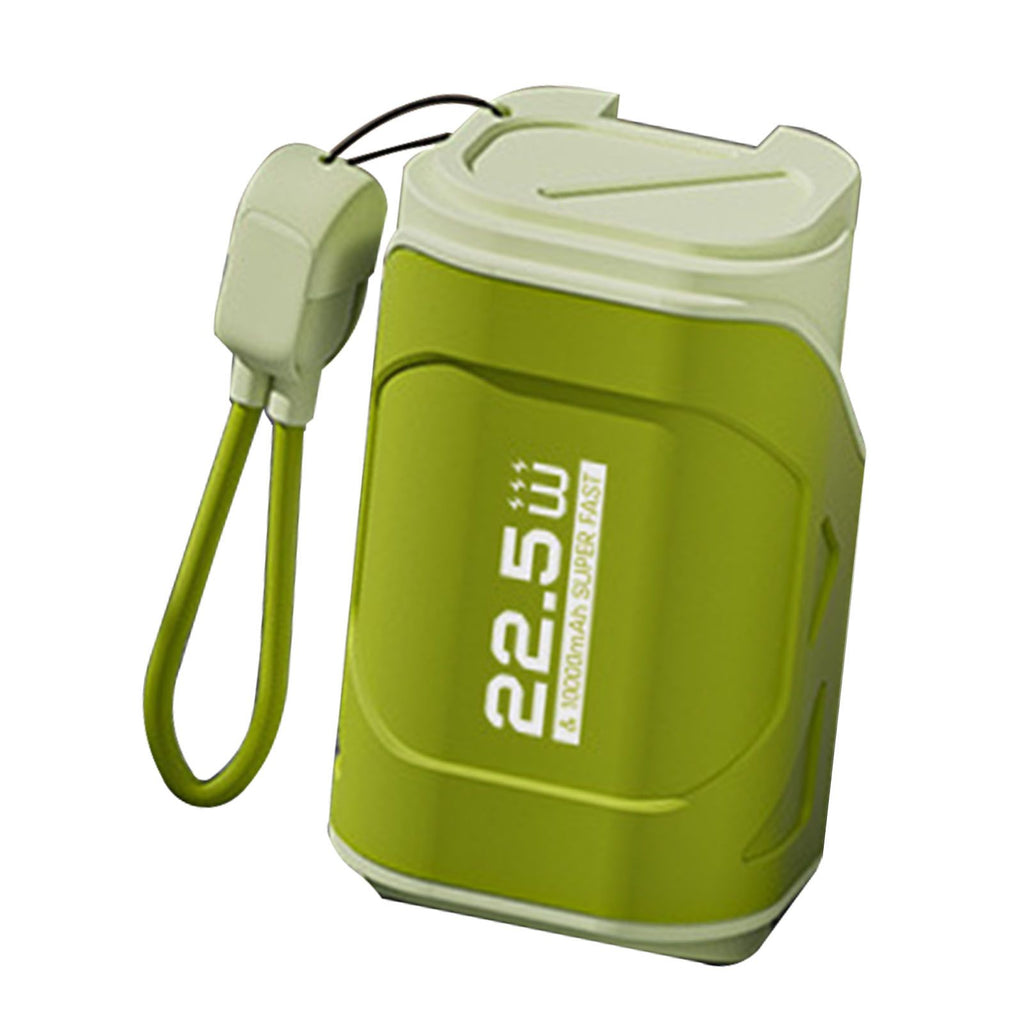 10000mAh Power Bank with AC Wall Plug and Cable 22.5W Fast Charge Compact Travel Portable Charger for Android for IOS Olive Green