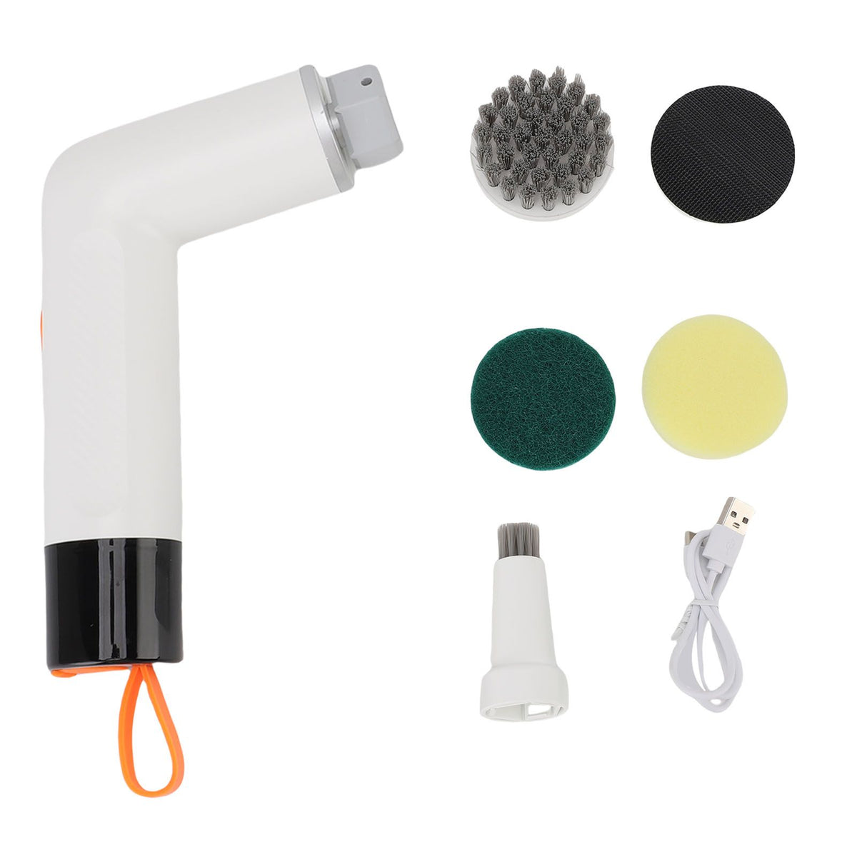 Cordless Cleaning Brush Scrubber IPX7 Water Proof Automatic Bathroom Brush Cleaner with 4 Replaceable Heads 2 Speed Adjustable White