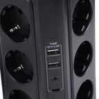Tower Power Strip with Protector Switch Multiple Ports Vertical Space Saving Electric Tower Power Strip for Home Use Black