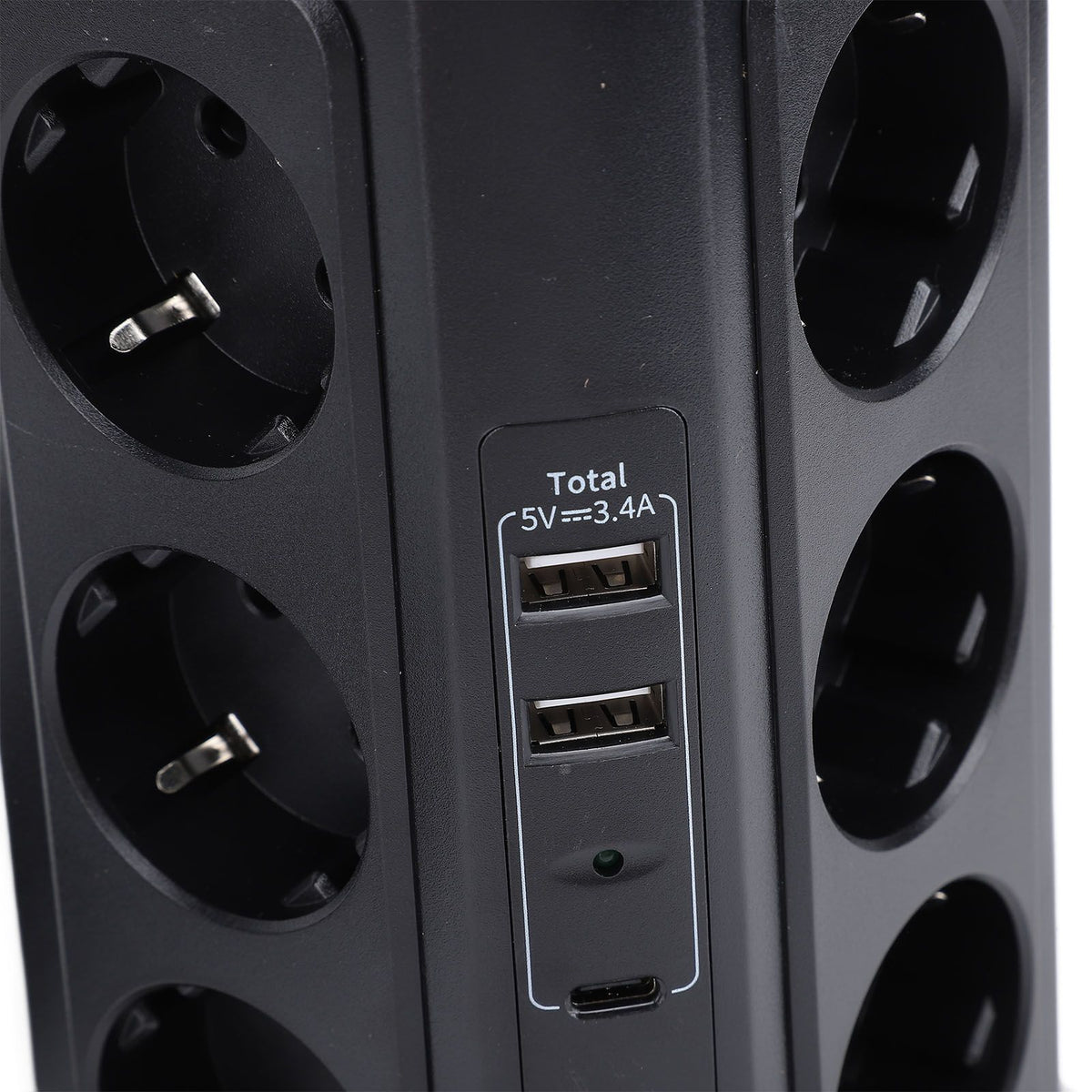 Tower Power Strip with Protector Switch Multiple Ports Vertical Space Saving Electric Tower Power Strip for Home Use Black