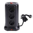 Tower Power Strip with Protector Switch Multiple Ports Vertical Space Saving Electric Tower Power Strip for Home Use Black