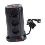 Tower Power Strip with Protector Switch Multiple Ports Vertical Space Saving Electric Tower Power Strip for Home Use Black