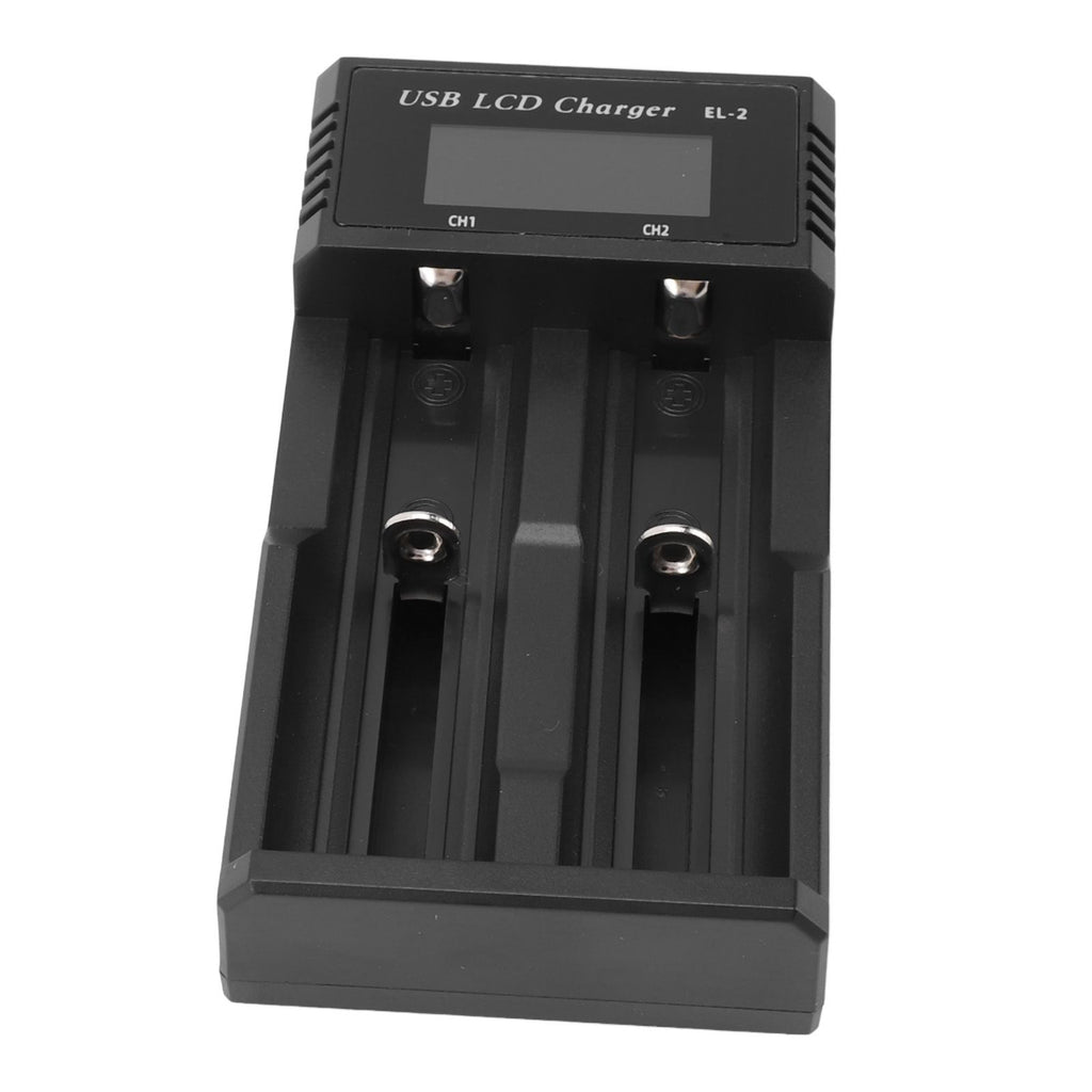 Battery Charger 2 Bay LCD Display Multiple Guard USB Charging Smart Battery Charger for 3.7V Lithium Battery 1.2V Ni MH Ni Cd Battery