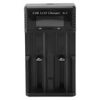 Battery Charger 2 Bay LCD Display Multiple Guard USB Charging Smart Battery Charger for 3.7V Lithium Battery 1.2V Ni MH Ni Cd Battery
