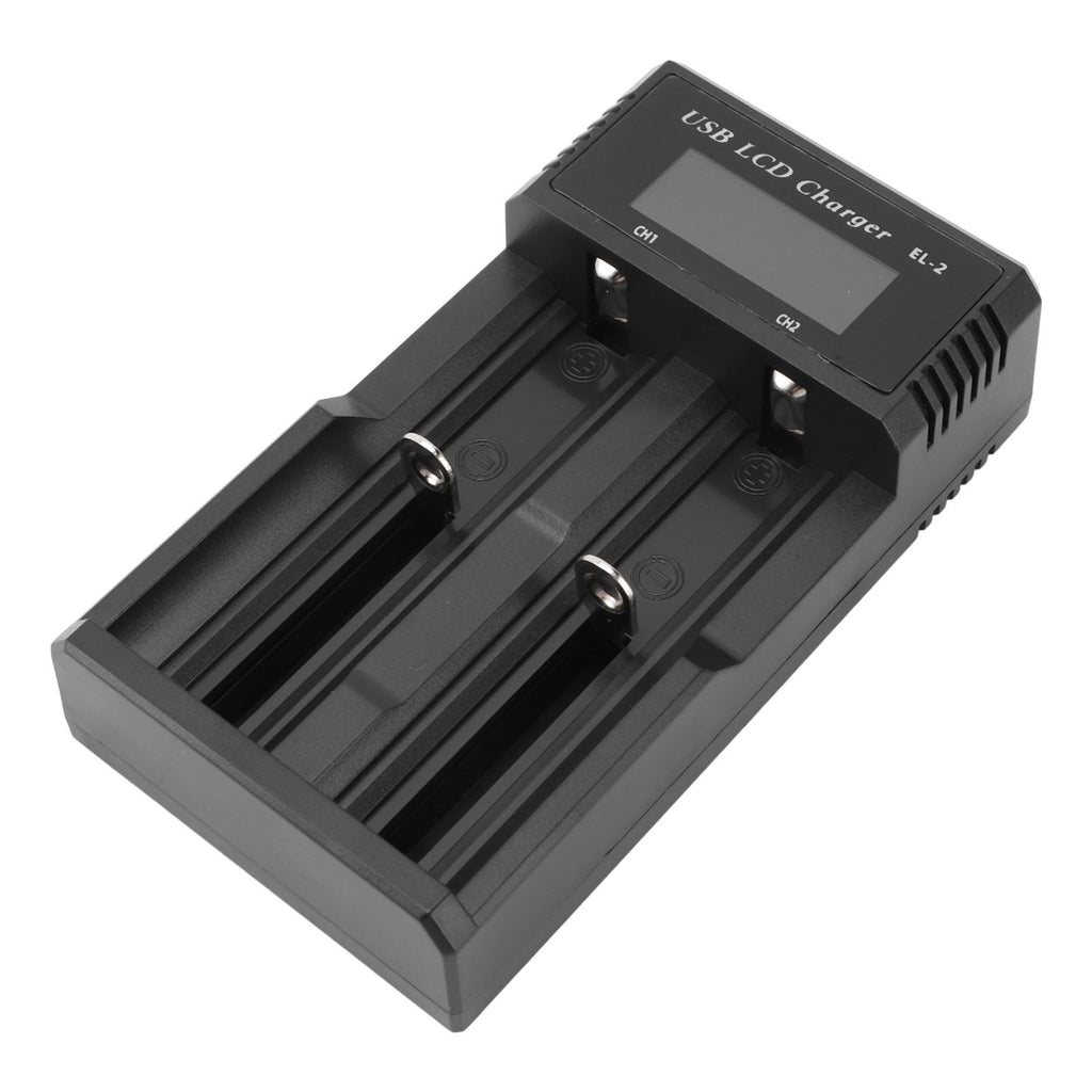 Battery Charger 2 Bay LCD Display Multiple Guard USB Charging Smart Battery Charger for 3.7V Lithium Battery 1.2V Ni MH Ni Cd Battery