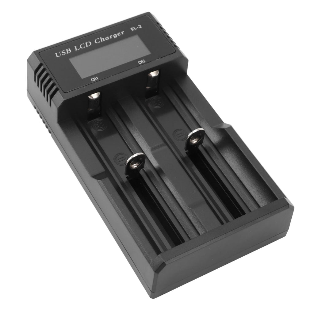 Battery Charger 2 Bay LCD Display Multiple Guard USB Charging Smart Battery Charger for 3.7V Lithium Battery 1.2V Ni MH Ni Cd Battery