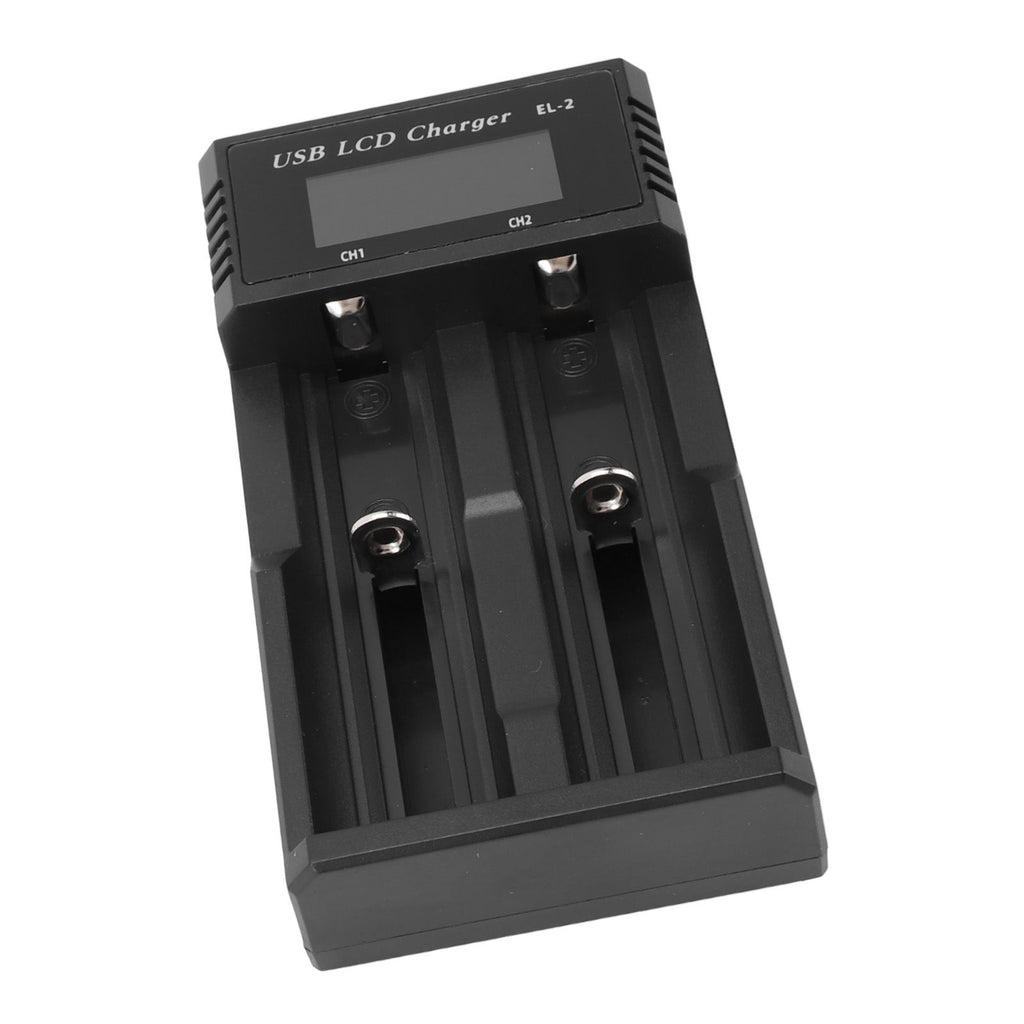 Battery Charger 2 Bay LCD Display Multiple Guard USB Charging Smart Battery Charger for 3.7V Lithium Battery 1.2V Ni MH Ni Cd Battery