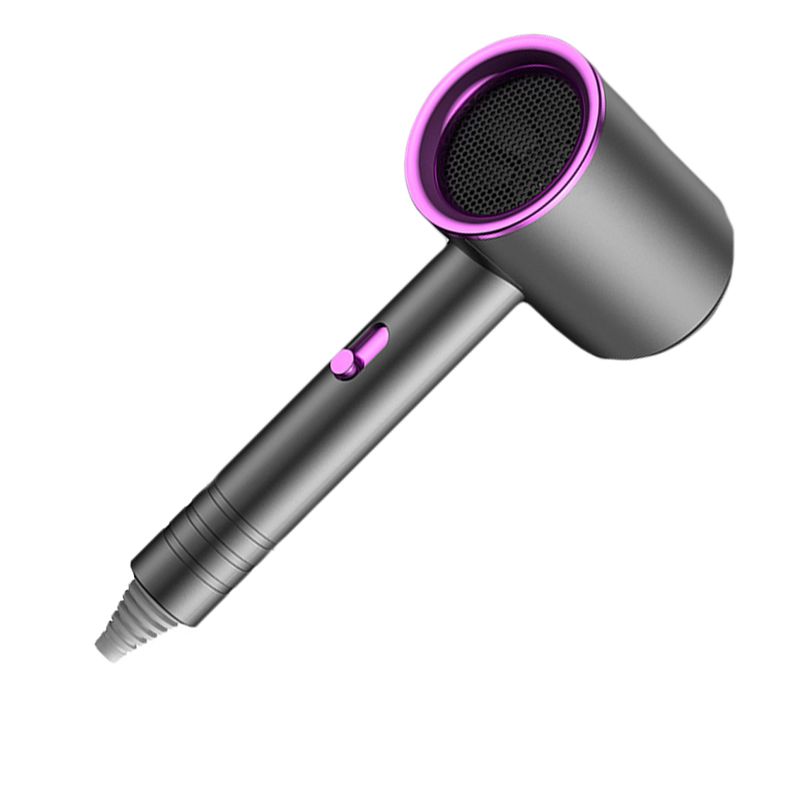 Hair Drier Mute 360 Degree Rotatable Nozzle Fast Drying ABS PP Portable Blow Dryer for Home Salon Gris avec lumière bleue