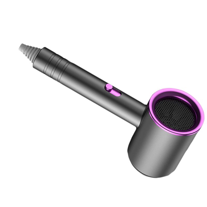 Hair Drier Mute 360 Degree Rotatable Nozzle Fast Drying ABS PP Portable Blow Dryer for Home Salon Gris avec lumière bleue