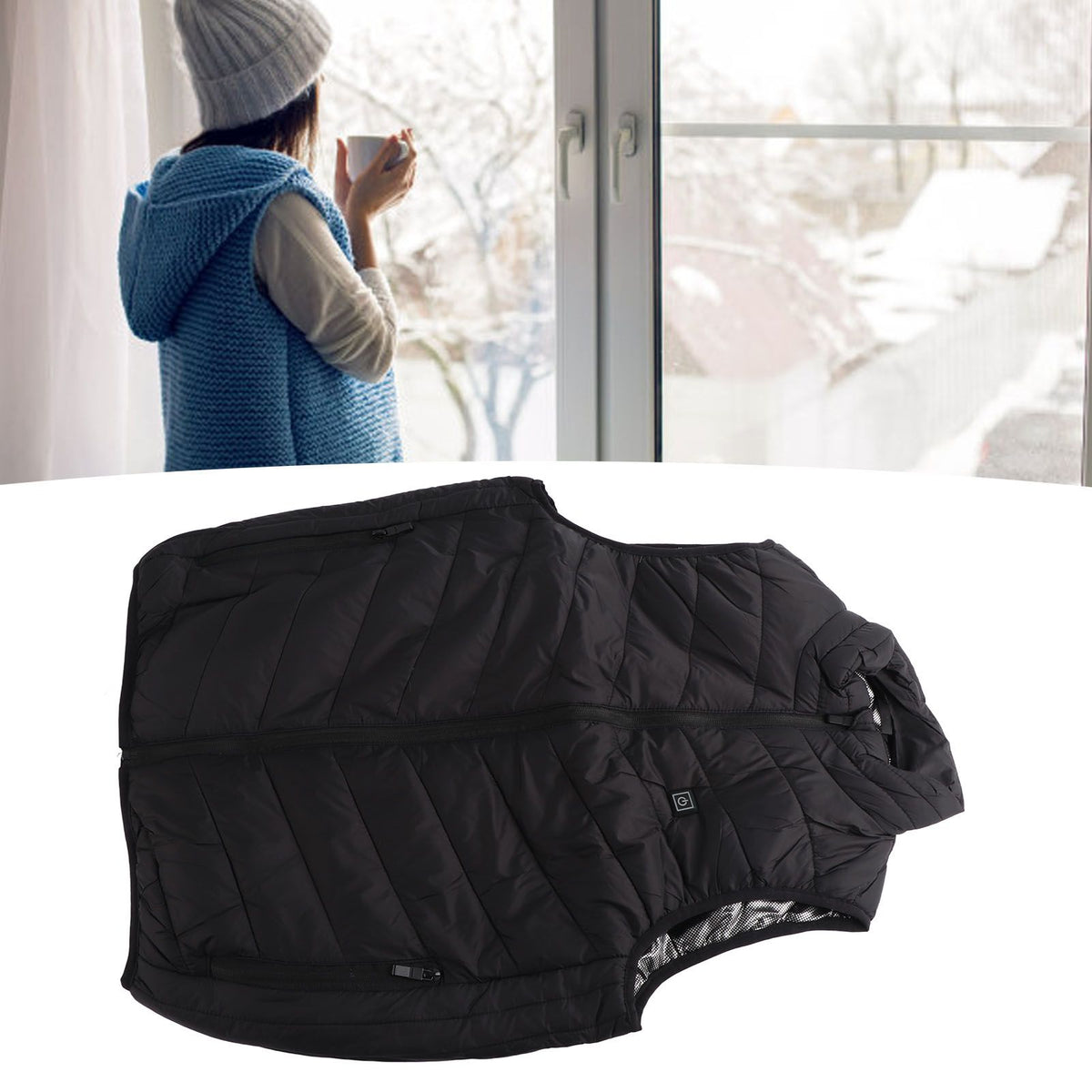 Heated Jacket Unisex 3 Gears Four Zones Heating Polyester Fiber Electric Thermal Vest for Outdoor Winter XL