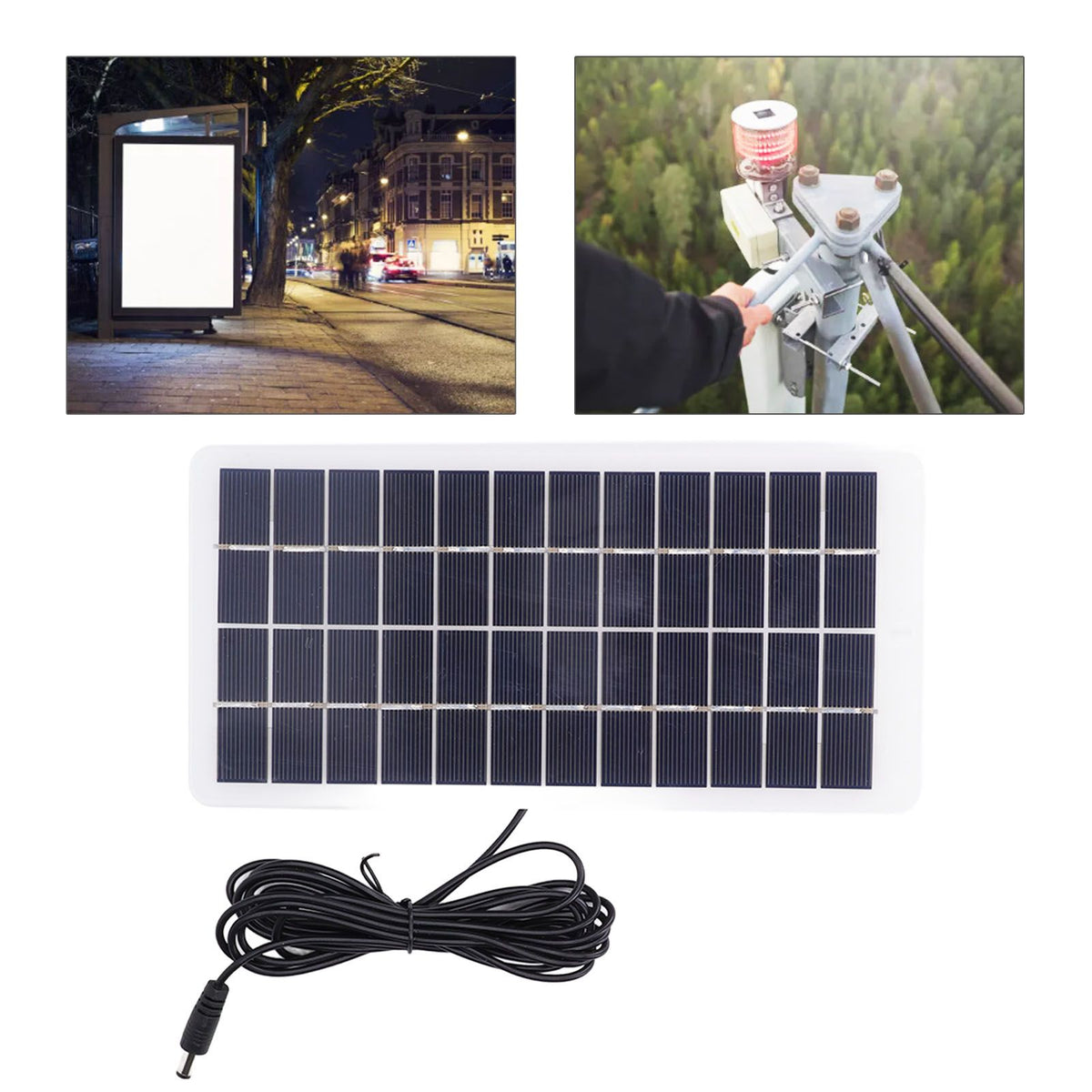 Solar Panel Polysilicon High Light Transmission Portable Solar Cell with DC Interface for 3.7V Battery 5W 12V