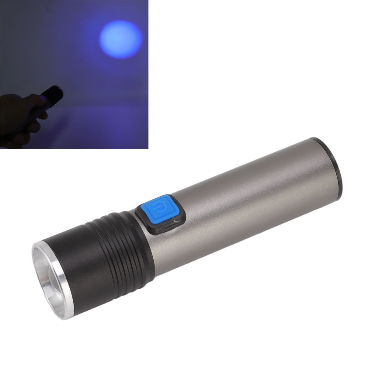 365nm UV Flashlight USB Rechargeable LED Mini Portable Handheld Torch Detector for Pet Urine Counterfeit Money Jade