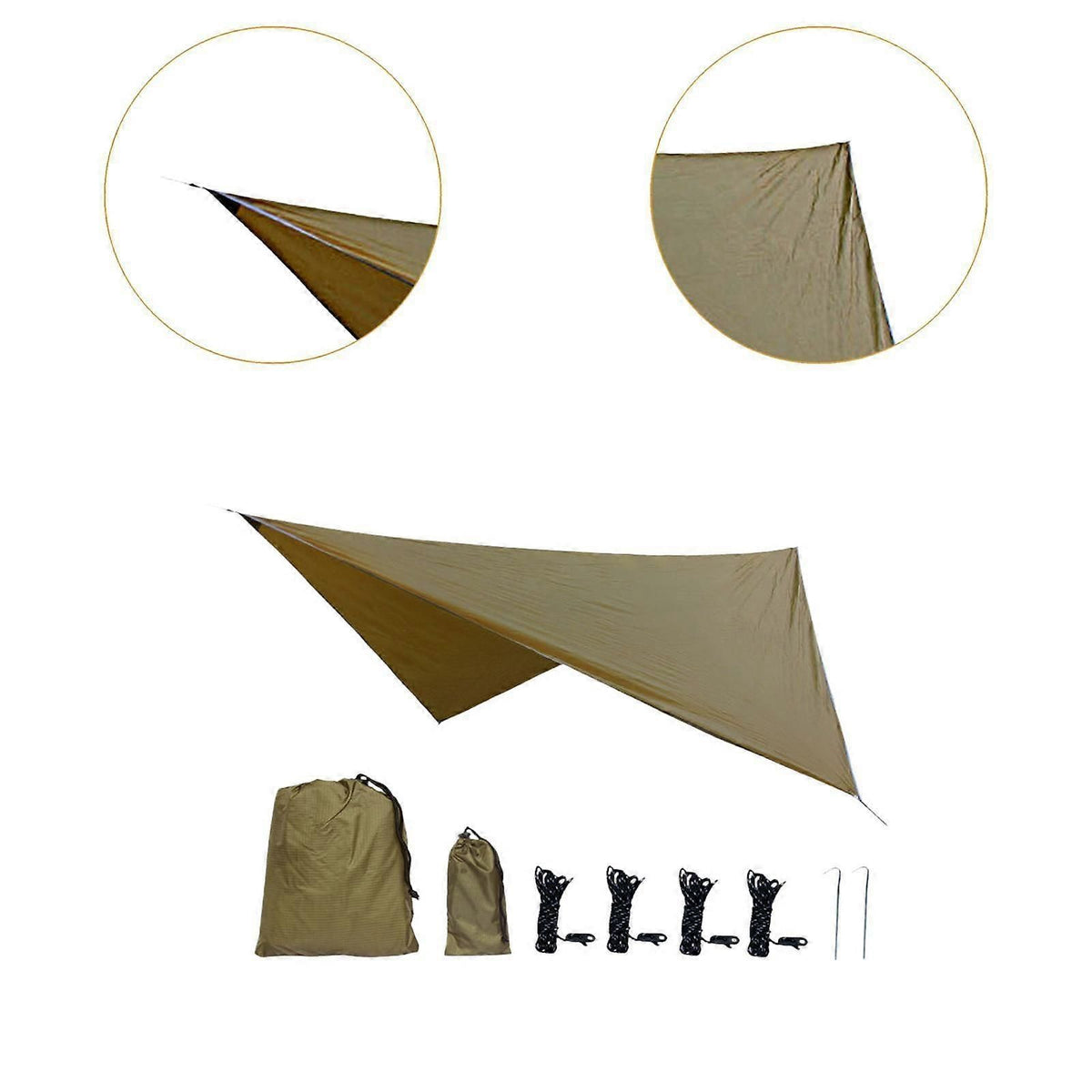 Camping Tarp Tent Tarp Awning Accessories Lightweight Hammock Canopy Rain Awning - Camel