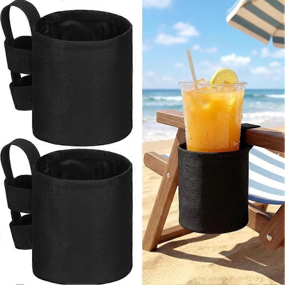 2PCS Beach Chair Cup Holder Universal Camping Chairs Cup Holder Anti-Slip Beverage Organization for Outdoor Fishing