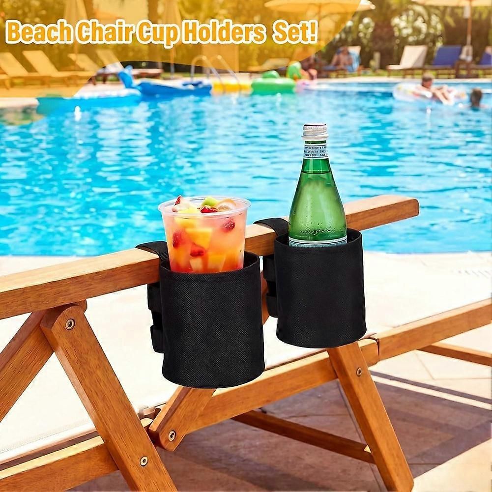 2PCS Beach Chair Cup Holder Universal Camping Chairs Cup Holder Anti-Slip Beverage Organization for Outdoor Fishing