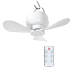 2-in-1 Camping Fan with LED Light Portable Rechargeable Battery Powered Fan with Remote for Tent, Travel, BBQ - White