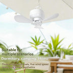 2-in-1 Camping Fan with LED Light Portable Rechargeable Battery Powered Fan with Remote for Tent, Travel, BBQ - White