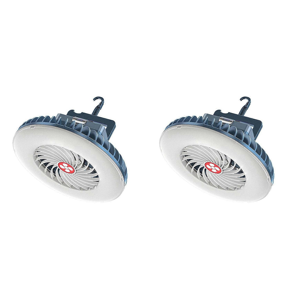 2X Portable Camping Fan with LED USB Rechargeable Battery Operated Fan for Tent Car Emergency