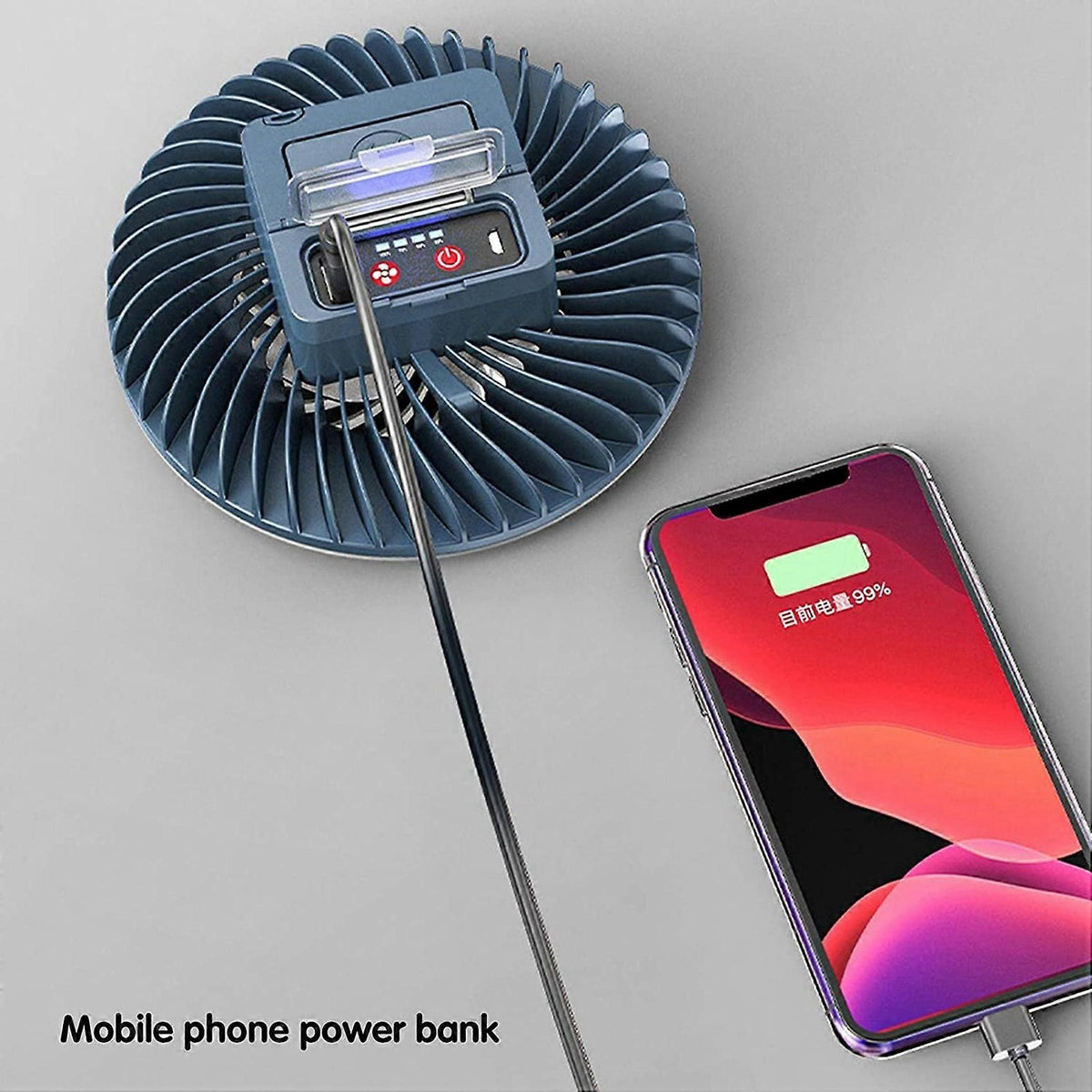 2X Portable Camping Fan with LED USB Rechargeable Battery Operated Fan for Tent Car Emergency