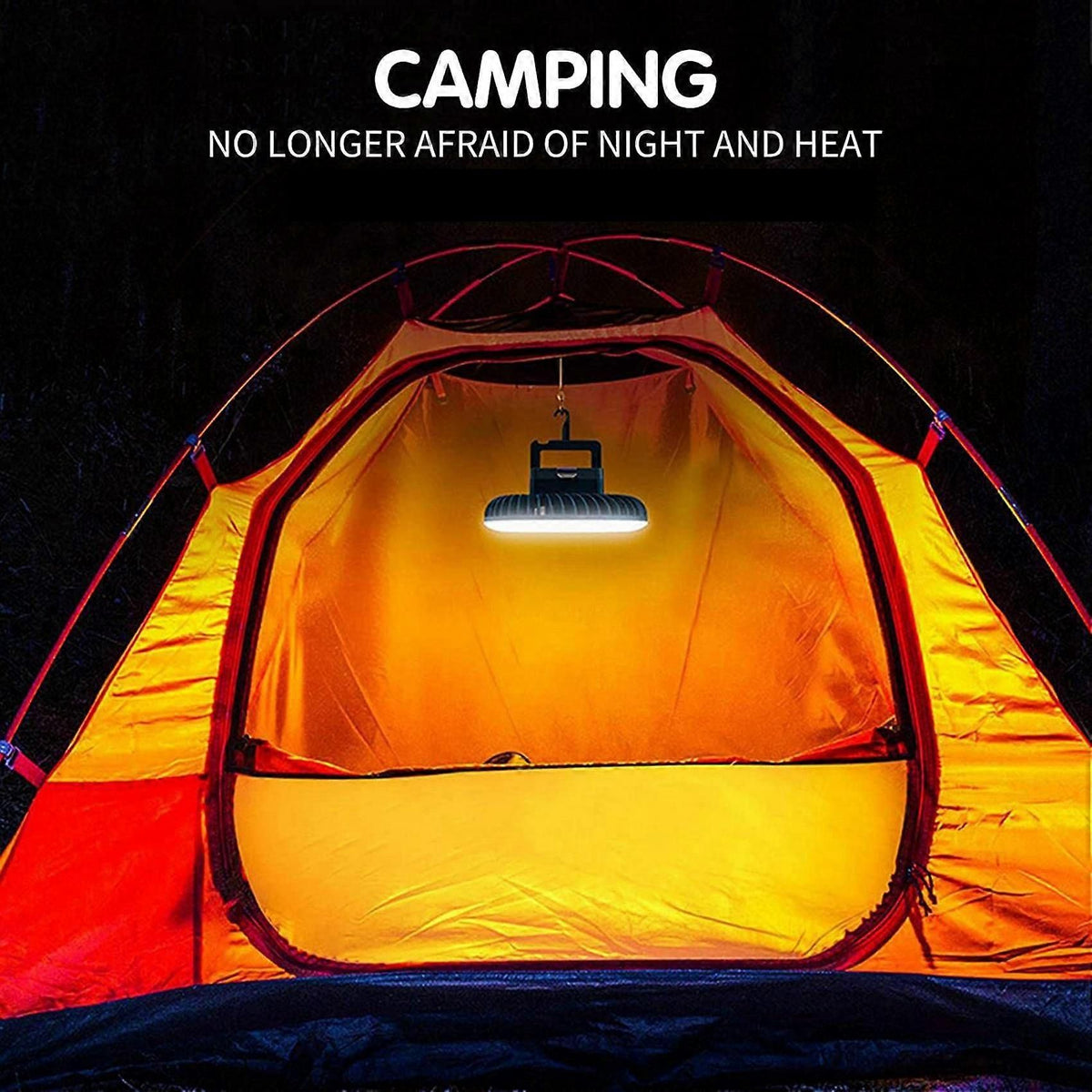 2X Portable Camping Fan with LED USB Rechargeable Battery Operated Fan for Tent Car Emergency