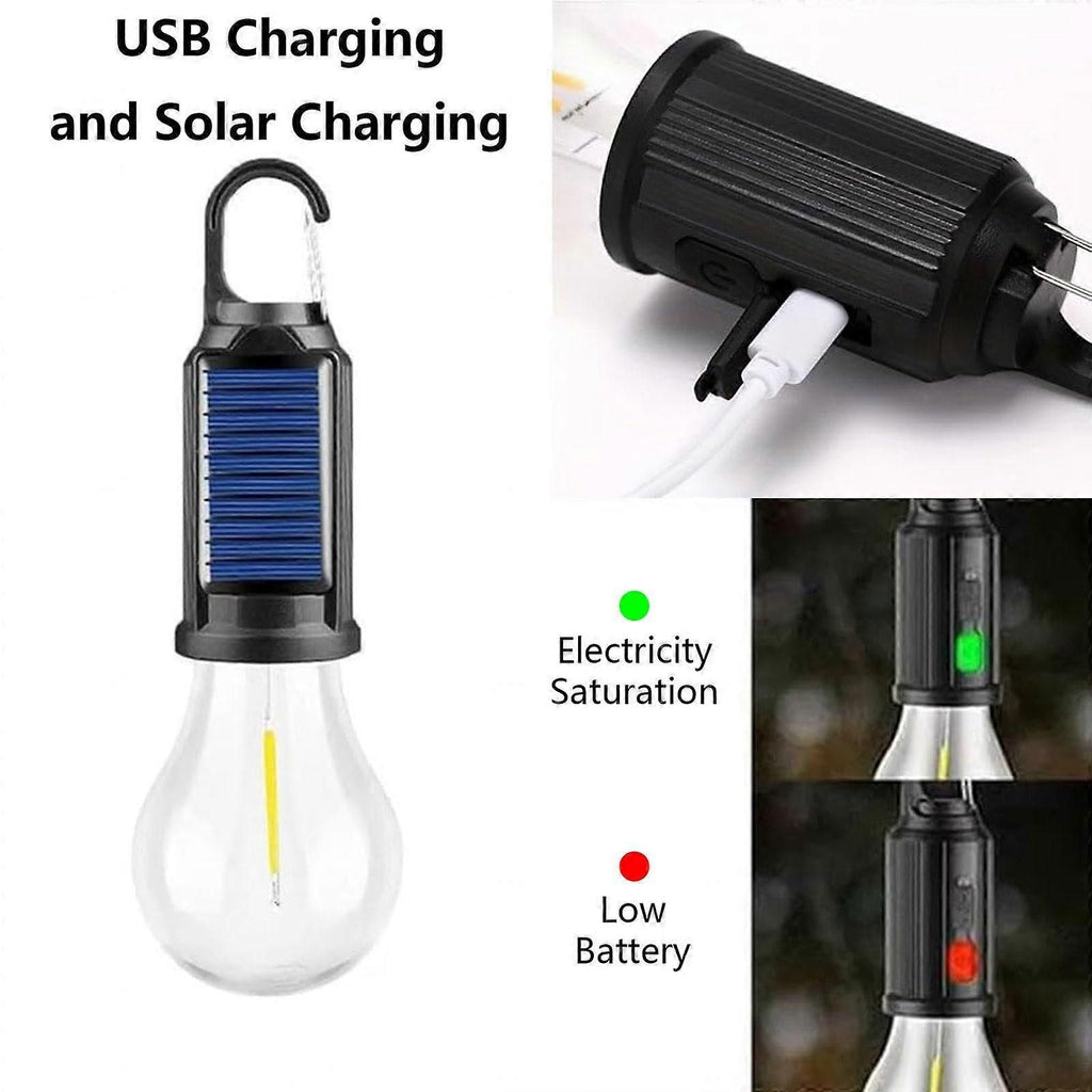 USB Rechargeable Solar Camping Light with Dual Charging and 3 Brightness Modes, Water‑Resistant Hanging LED Tent Lamp