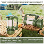Solar Outdoor Camping Lantern with Cooling Fan Portable LED Flashlight Tent Lamp Searchlight for Outdoor Camping Hiking