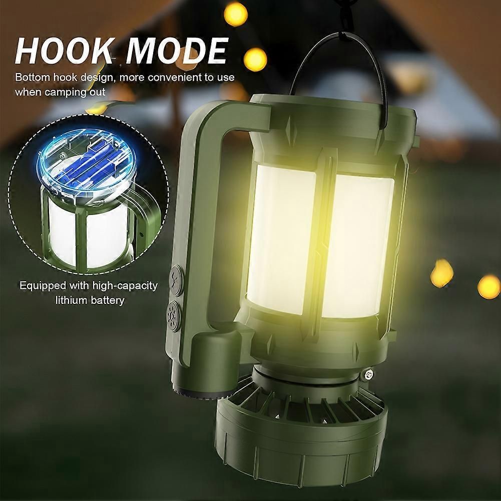 Solar Outdoor Camping Lantern with Cooling Fan Portable LED Flashlight Tent Lamp Searchlight for Outdoor Camping Hiking