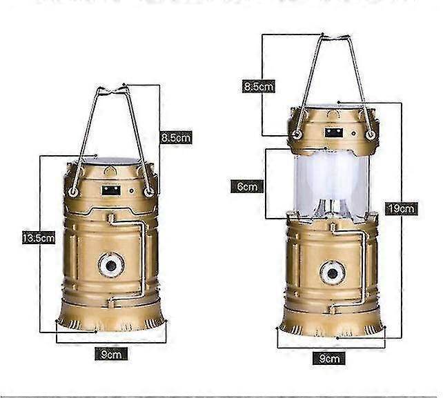 Portable Solar LED Camping Lantern Waterproof Emergency Light with Handle, Battery Powered Tent Lamp for Camping Hiking Fishing Outdoor Survival