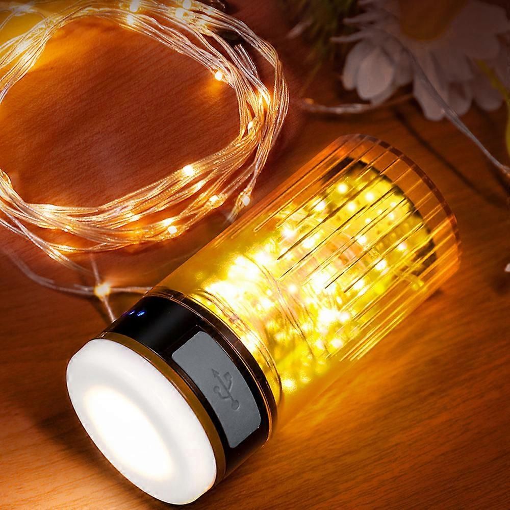 LED Camping String Light Portable 2 in 1 Campsite Ambient Lamp Waterproof Tent Light with 6 Lighting Modes Support Power Bank Function for Camping Hiking