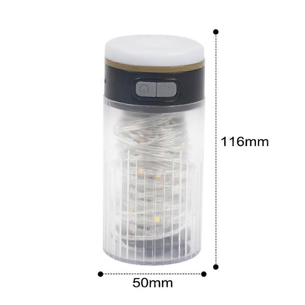 LED Camping String Light Portable 2 in 1 Campsite Ambient Lamp Waterproof Tent Light with 6 Lighting Modes Support Power Bank Function for Camping Hiking