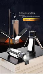 Rechargeable Camping Lantern 1500mAH Waterproof Foldable LED Lamp with 3 Modes for Tent Hanging Black