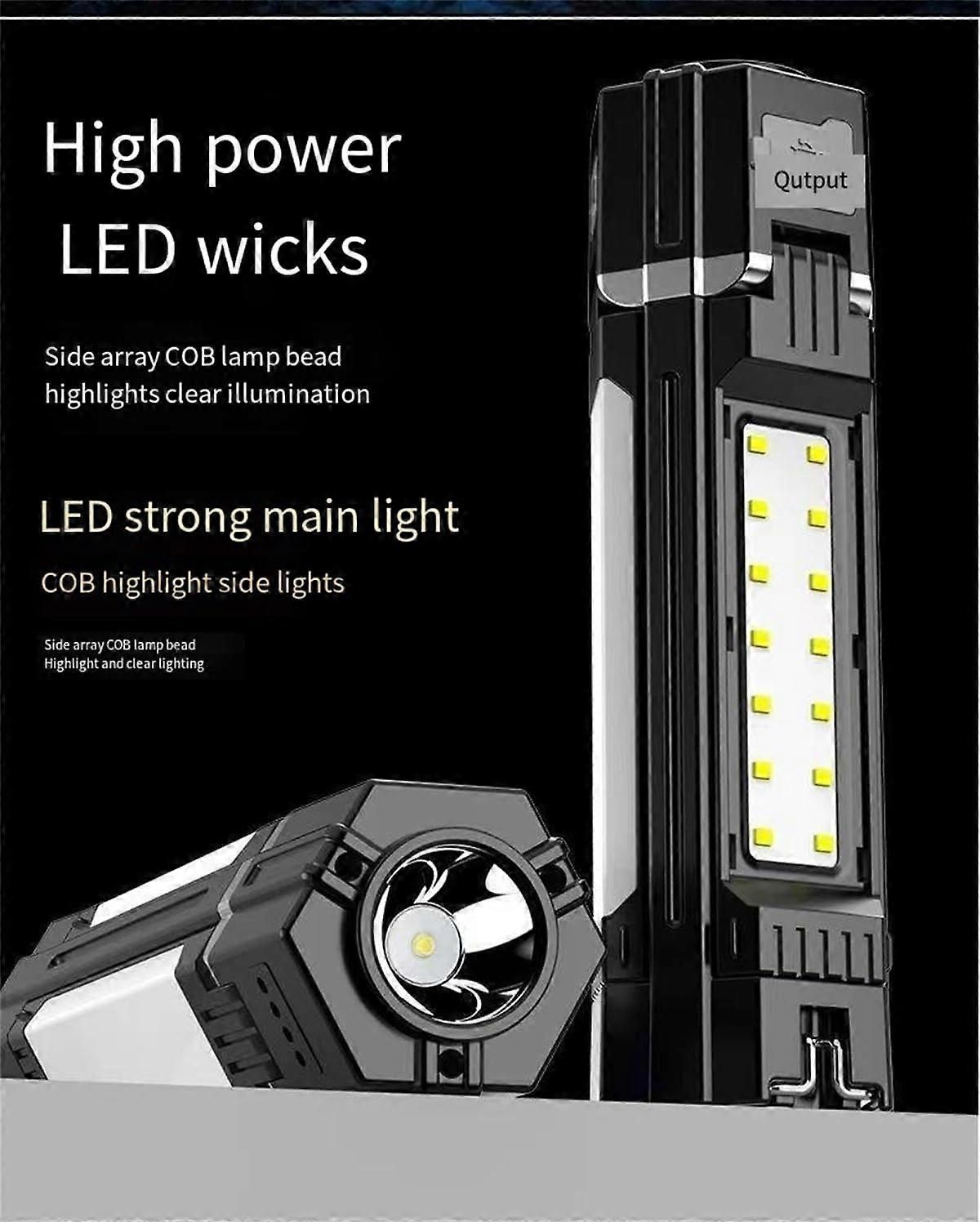 Rechargeable Camping Lantern 1500mAH Waterproof Foldable LED Lamp with 3 Modes for Tent Hanging Black