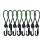 10Pcs Tent Stretch Strap Set Bungee Cords Set with Hooks, Metal Shock Cord Hook - Green