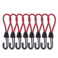 10Pcs Tent Stretch Strap Set Bungee Cords Set with Hooks, Metal Shock Cord Hook - Red