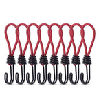10Pcs Tent Stretch Strap Set Bungee Cords Set with Hooks, Metal Shock Cord Hook - Red