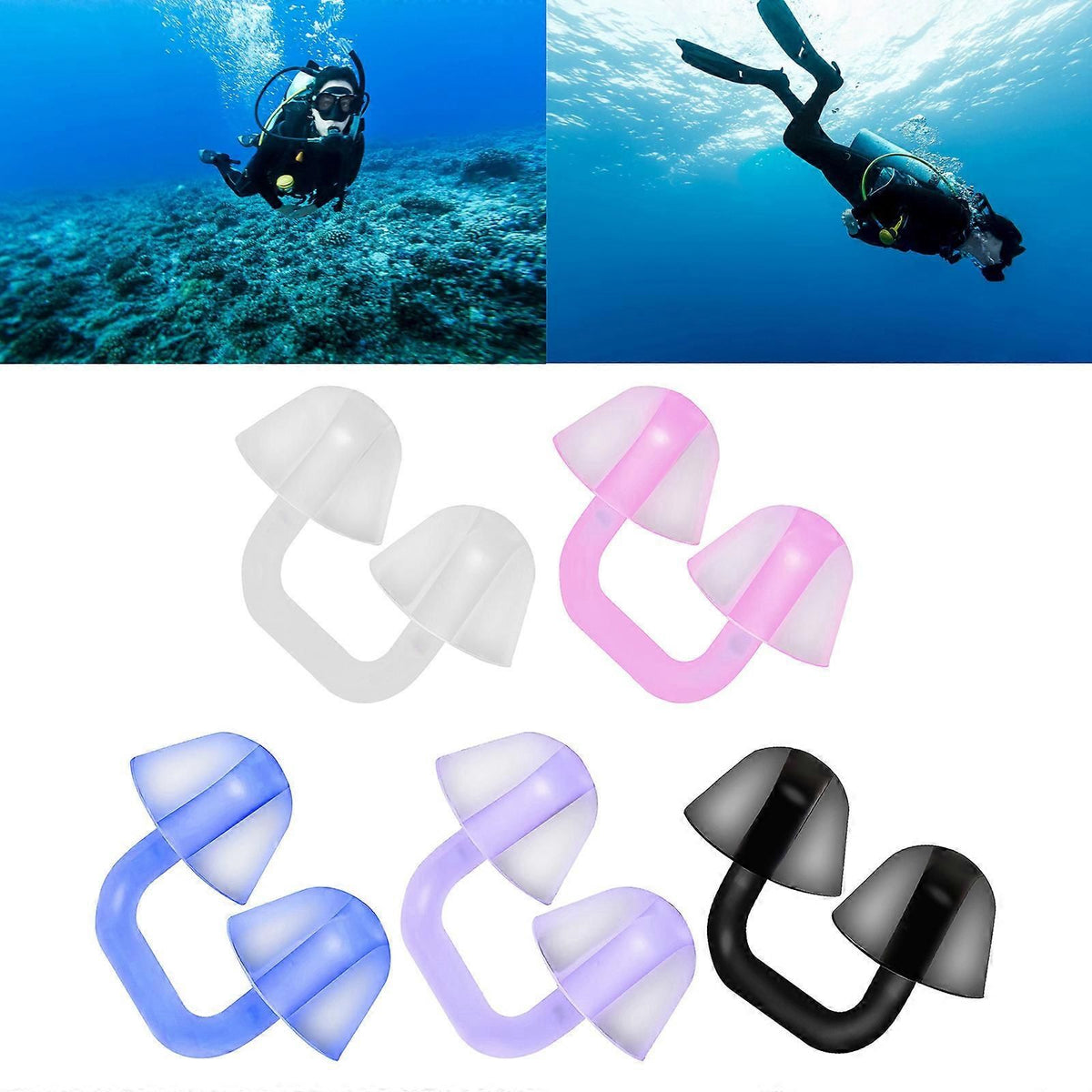 Swimming Nose Clip Silicone Nose Plug, Comfortable Adjustable Nose Clip for Swimming, Diving, Training and Water Sports - Transparent
