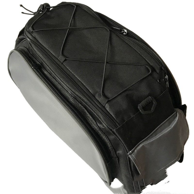 Large Capacity Waterproof Bike Saddle Bag for Electric Bikes with Reflective Strip and Shoulder Strap - Black