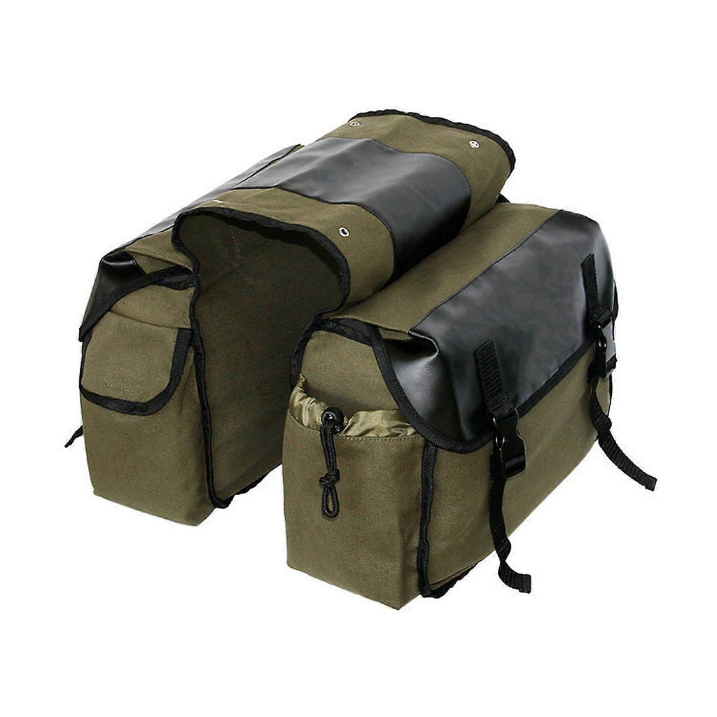 Bicycle Pannier Bag, Durable Rear Rack Storage Bag with Double Side Design for Mountain Bike, Road Bike, Folding Bike and Cycling Accessories - Army Green
