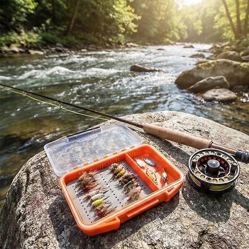 Waterproof Plastic Pockets Fly Fishing Box Portable Fishing Tackle Box Light Weight Fishing Tackle Hook Box Enduring - Orange