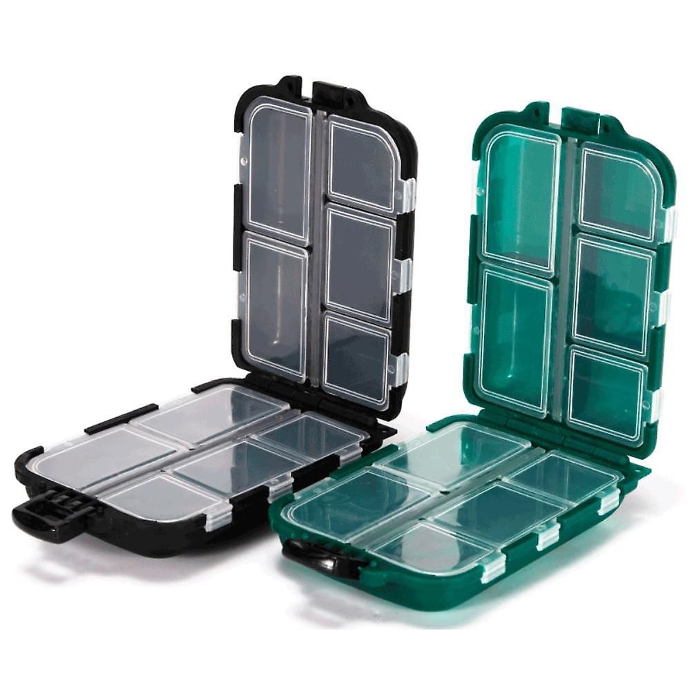 Fishing Tackle Box, 10 Compartment Small Transparent Storage Case for Hooks, Weights & Fishing Accessories - Green