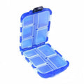 Fishing Tackle Box, 10 Compartment Small Transparent Storage Case for Hooks, Weights & Fishing Accessories - Blue